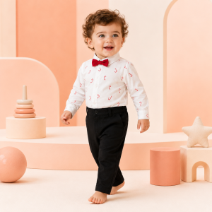 پیراهن کریسمسی پاپیون دار برند so cute